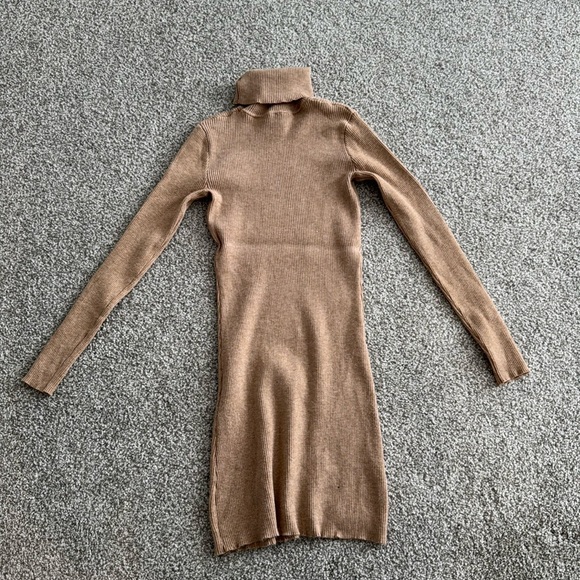 Tan Turtleneck Sweater Bodycon Dress - Picture 1 of 2